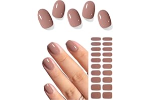 AutyaMee Semi Cured Gel Nail Strips (Chestnut N), Brown, 20 Pcs Fall Gel Nail Wraps, Stickers, UV Light Required, Salon Quality