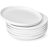 Sweese Porcelain Dessert Plates, 7.4 Inch Lightweight Round Salad Plates Set of 6, Small Appetizer, Small Kitchen Dish, Microwave & Dishwasher Safe, Scratch Resistant Plates set, White