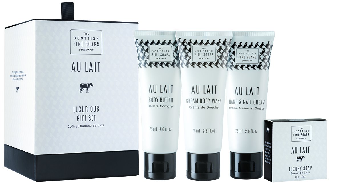 Au Lait Luxurious Essentials Drum contains Tubes 75 ml x 3/ Soap 40 g