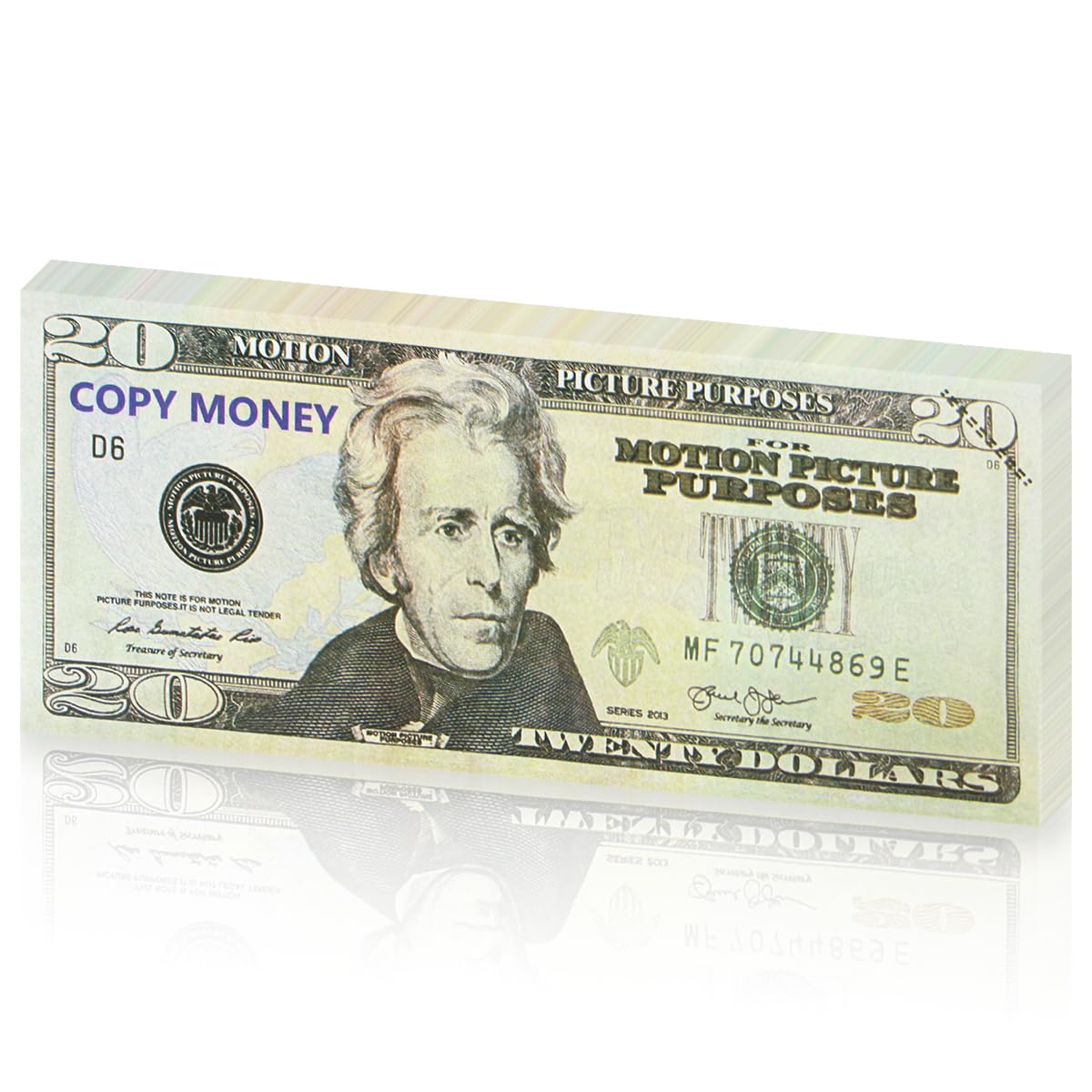 Mecool 100 Pcs Full Print $20 Dollar Bills Fake Money Prop Money Play Money Movie Prop Money for Movie, Videos, Magic, Board Game, Education, Party (5.91*2.56in)