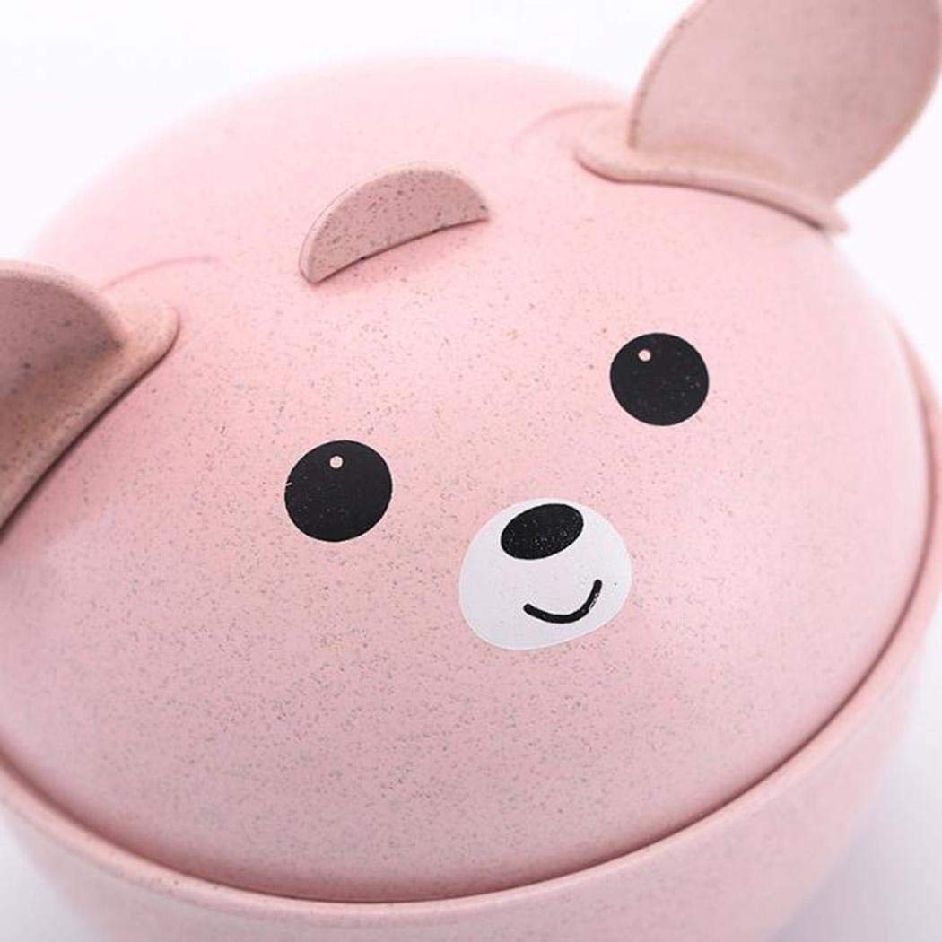 evelove Kids Cute Bowl Cover Spoon Fork Set Tableware Children Training Utensil Utensils