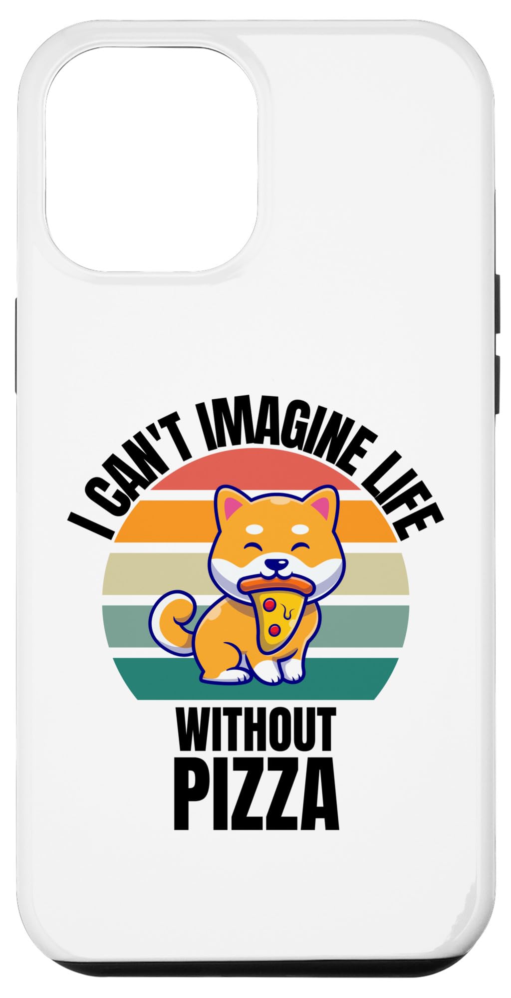 iPhone 13 Pro Max Retro Cute Shiba Inu I Can't Imagine Life Without Pizza Case