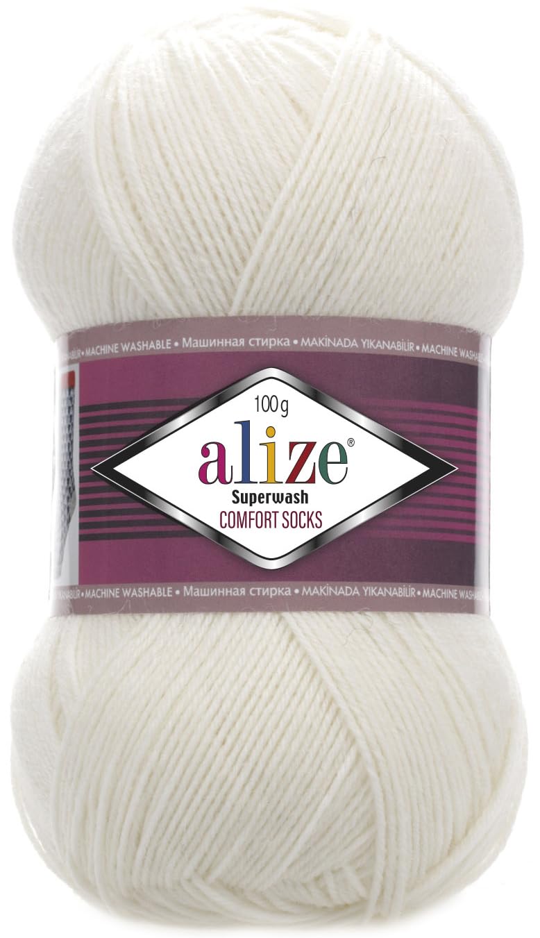 Sock Yarn 100 g Superwash Comfort Sock Wool 420 m 75% SW Wool - 25% Polyamide Hand Knitting Yarn Multicoloured Sweater Vest Cardigan Blouse Scarve Hat Beanie Bootie Mitten Beret (01)