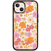 CASETiFY Impact iPhone 13 Case [6.6ft Drop Protection] - Retro Boho Hippie Flowers - Clear Black