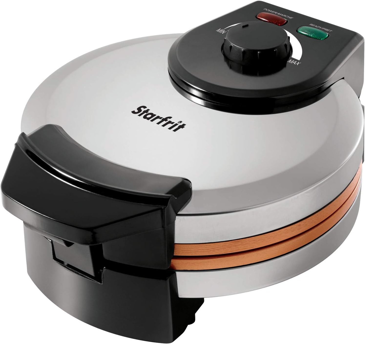 Starfrit 024705-004-0000 Eco Copper 7" Electric Waffle Maker, Black/Stainless Steel