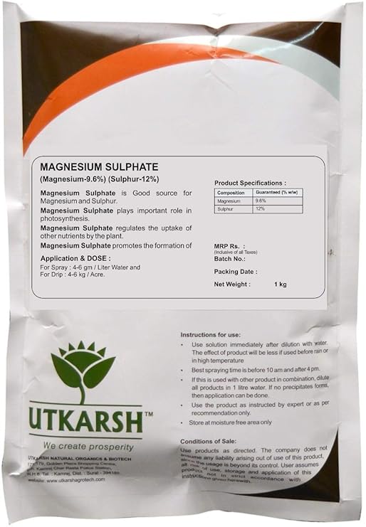 Utkarsh Magnesium Sulphate (Epsom Salt)(MgSO4.7H2O) (Magnesium)-9.6% (Sulphur-12%) (1 kg)