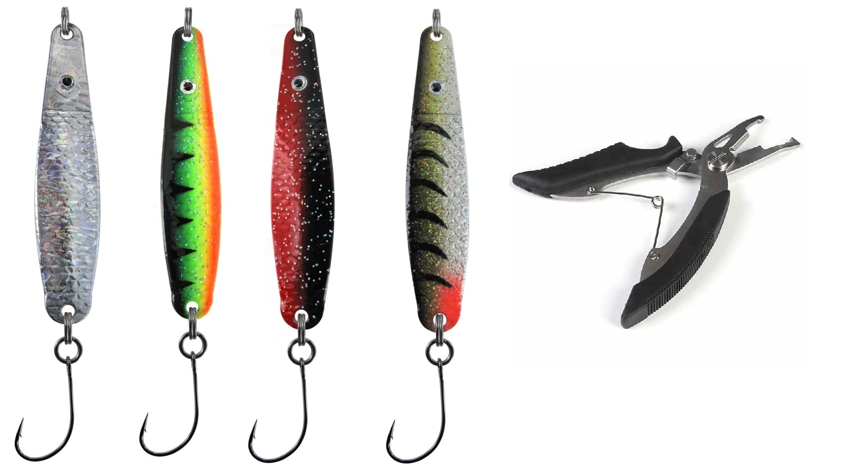 # Sea Trout Indicator Set Dega Jumper with Single Hook by Jenzi, 4 Pieces, 25 g 8 cm Lars Hansen + Free Fishing Scissors