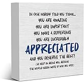 Thank You Gifts for Women Men Friends，Appreciation Gifts for Coworkers Christmas Rustic Wooden Box Sign, Desk Decor Office Desk Accessories for Table Shelf Home Cubicle Wood Block Plaque Box Sign