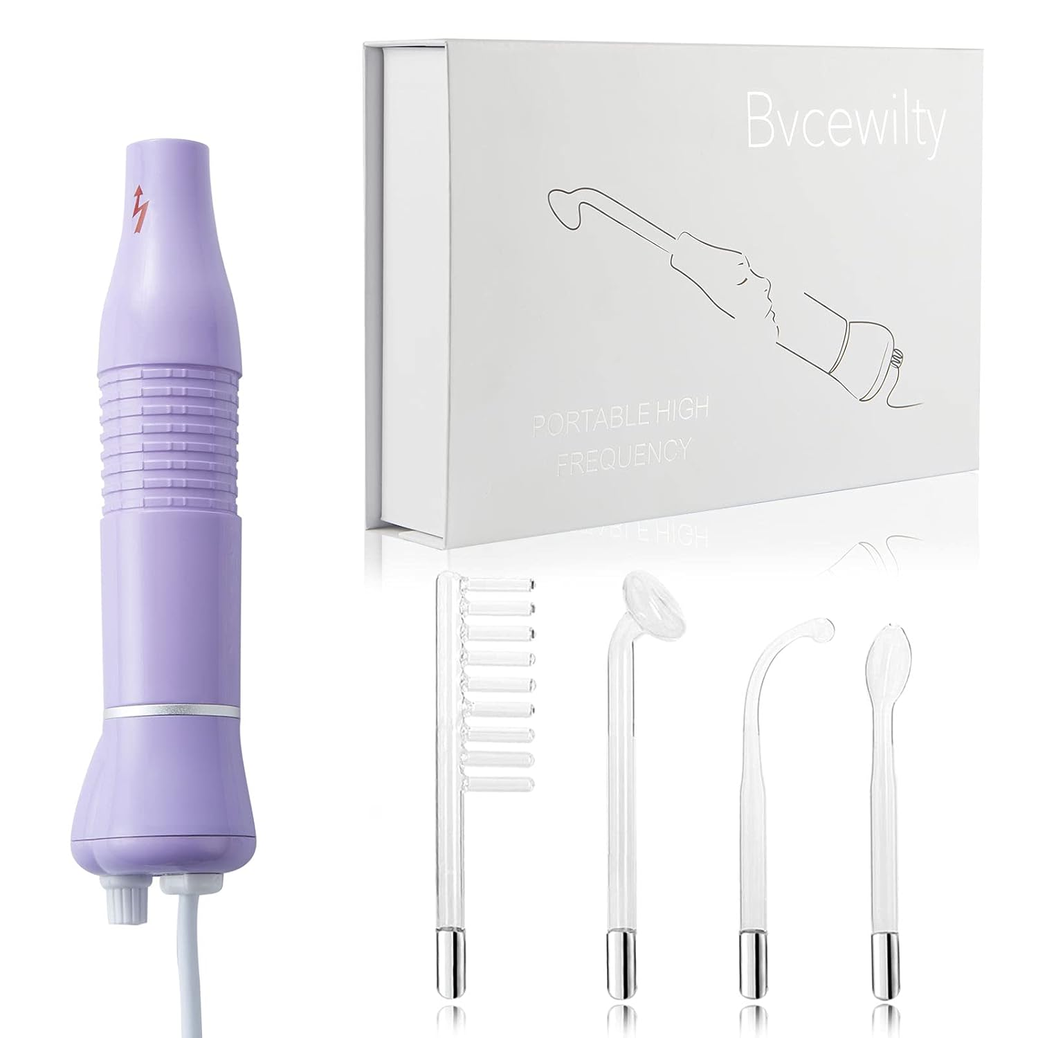 Bvcewilty High Frequency Facial Machine Skin - Portable Handheld Skin Therapy Wand for Acne Wrinkles Remover Skin Tightening: Beauty