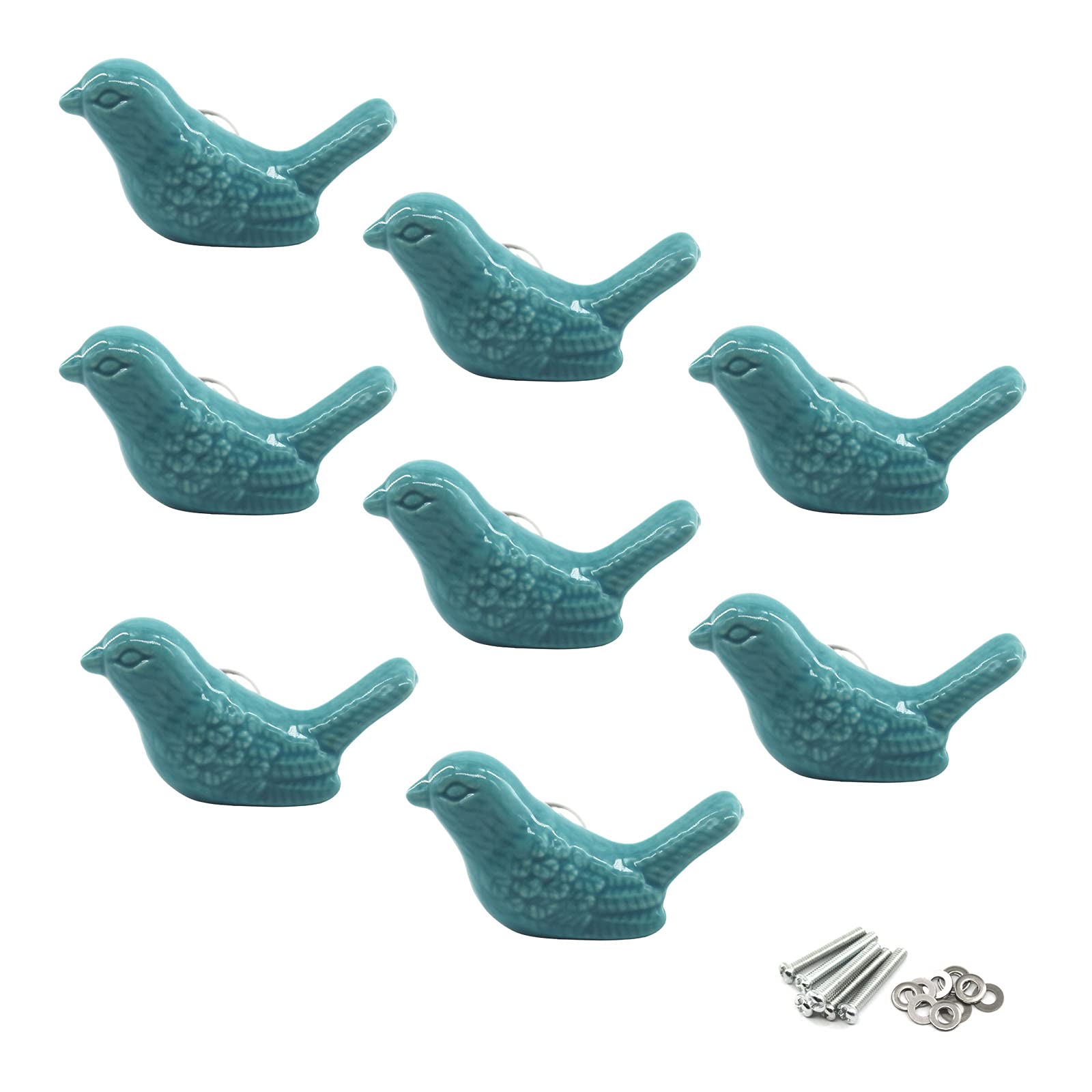 Zerniple Blue Ceramic Handle Pull Door knobs Cabinet Handles for Children's Room (8 Pieces)