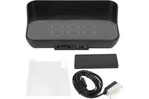 BIGKING Head Up Display, Universal Car Head Up Display High Definition OBD HUD Windshield Projector Multifunction Gauge Alarm Fatigue Driving Reminder,OverSpeed Warning, Water Temperature