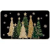 Artoid Mode Black Snowflakes Xmas Trees Christmas Doormat, Winter Low-Profile Switch Rug Home Decor Door Mat Floor Mat for Ou