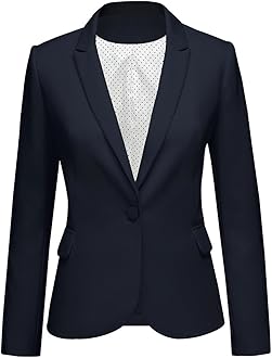LookbookStoreWomens Notched Lapel Pockets Button Work Office Blazer Jacket Suit