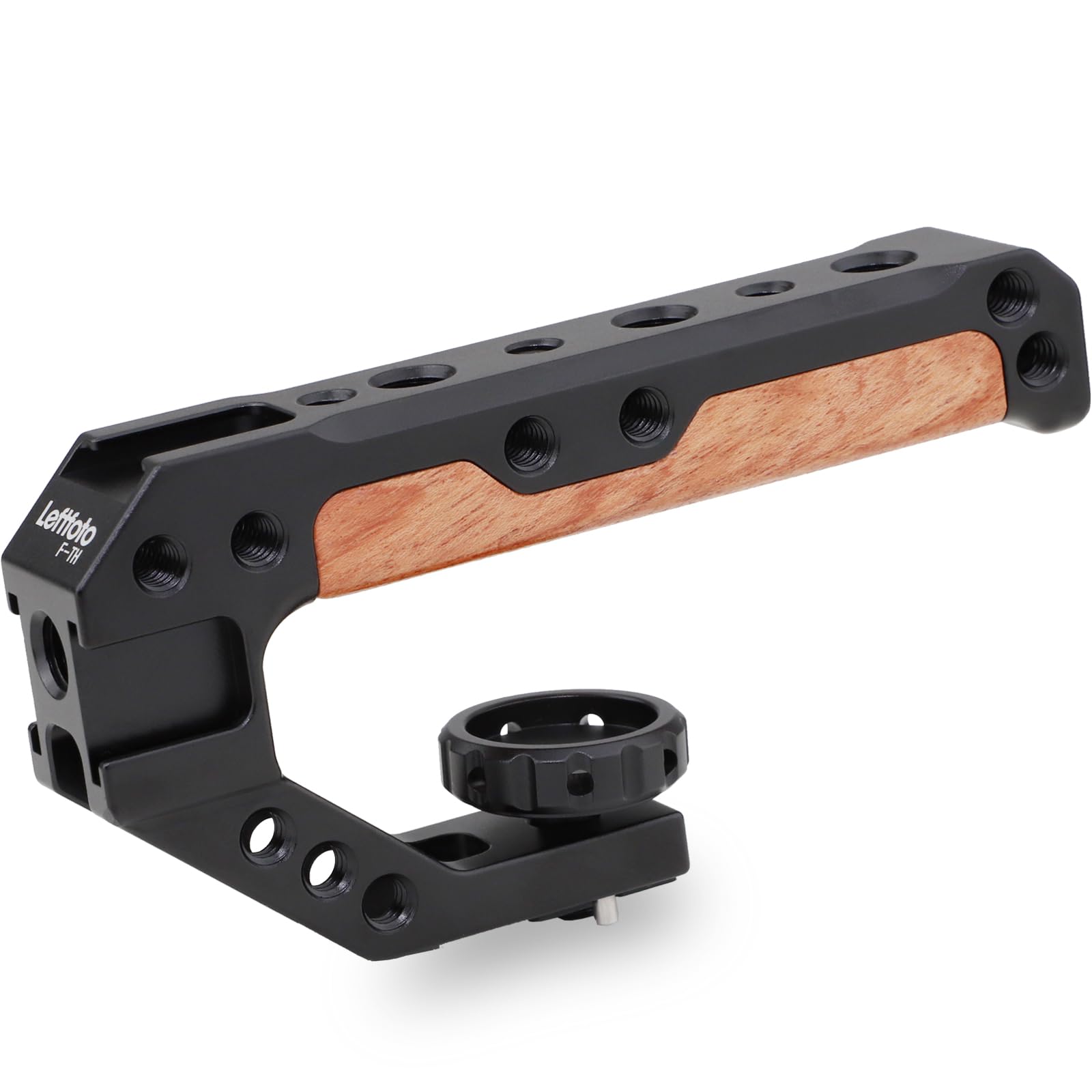 LEFTFOTO Top Handle Quick Release Handgrip for Camera Cage Rig with 3/8" ARRI Locating Pins, Anti-Off Designed Wood & Metal Grip