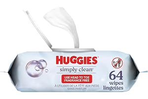 Huggies Simply Clean, sans parfum, 1 paquet à rabat, 64 lingettes