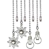 Aiyonoyia 4 Pack Ceiling Fan Pull Chain, 12 Inch Pull Chains Extension Ornaments (Fan and Bulb Pattern)