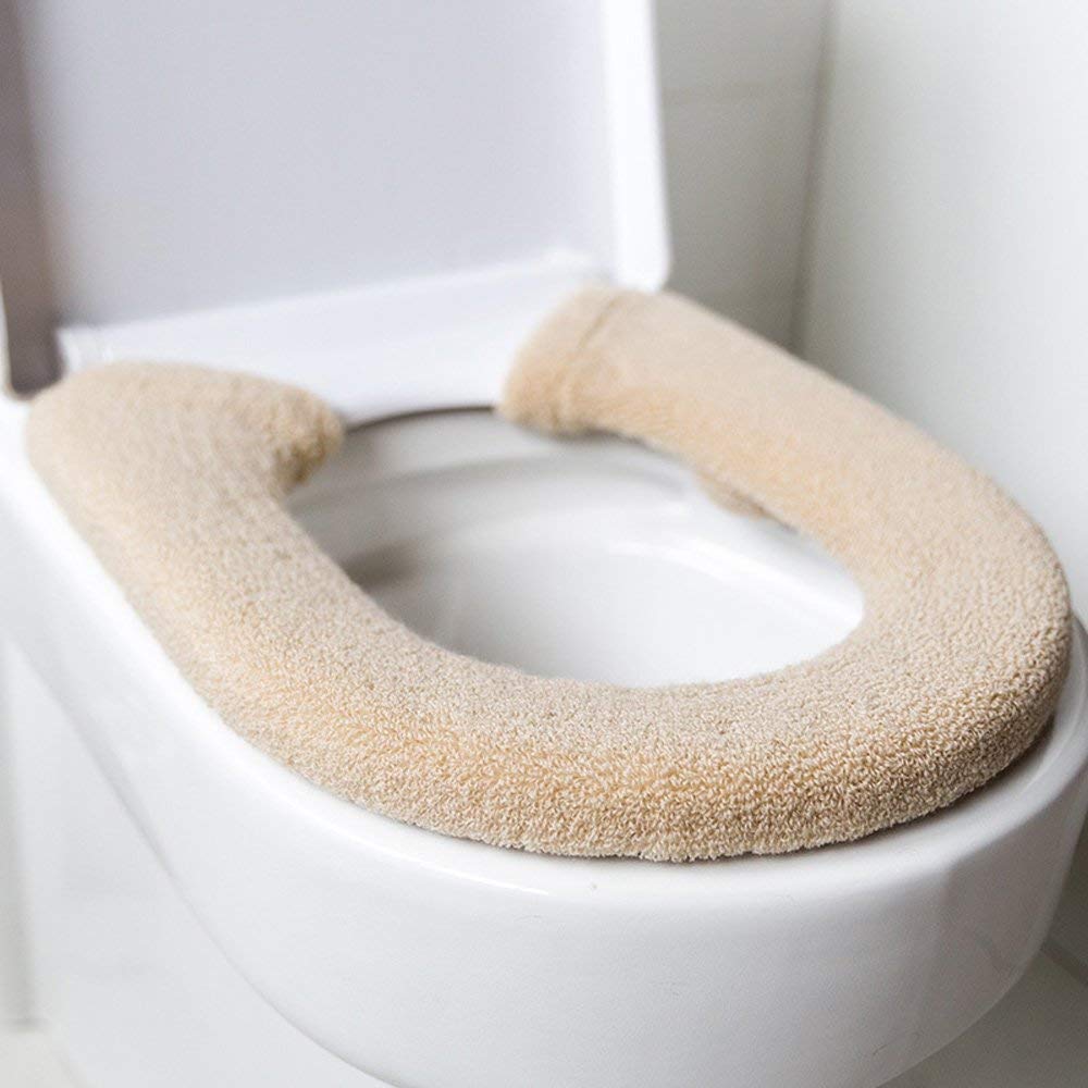 Baffect Thicken Toilet seat Cover Cushion Pads Antibacterial Luxury Toilets Warm Toilet seat Covers Warm Toilet Seat Mat Super Warm Universal (Beige)