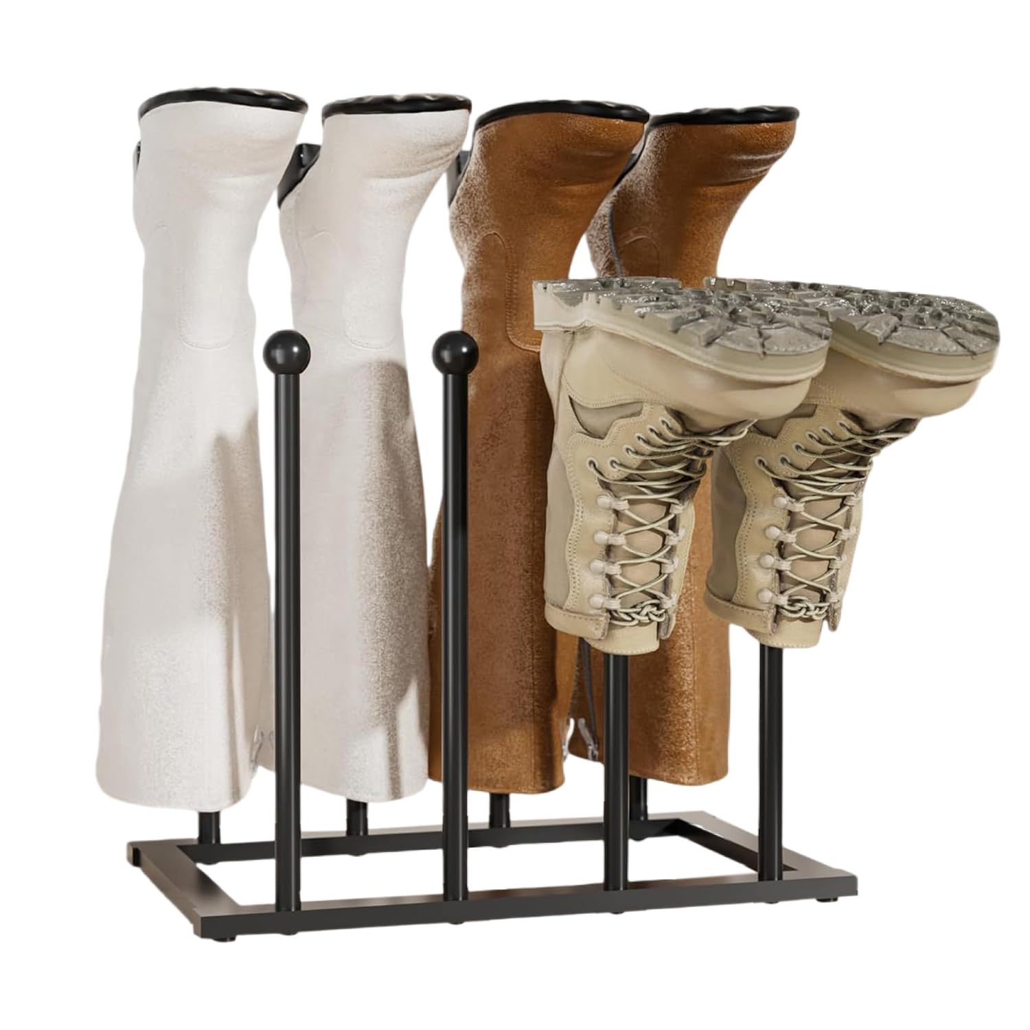 TAZZOR Shoe Rack Black Metal - Boot Holder for 4 Pairs of Shoes, Shoe Rack Outdoor, Shoe Rack - Space Saving Boots Storage and Organiser (for 4 Pairs)