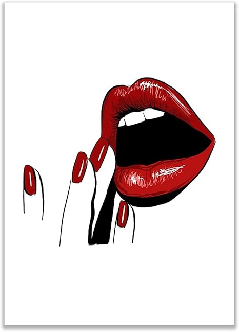 Amazon Co Jp ノルディックファッションメイクアップポスタープリントmody Sexy Beauty Womanの引用履行壁アートまつげ赤い 唇絵床家の装飾 色 B サイズ 28x36cm No Frame ホーム キッチン