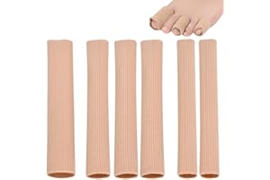 6 Pack Toe Cushion Sleeves for Pressure Relief - Soft Gel Corn Pad Protector, Cuttable for Toes, Fingers, Corns, Calluses