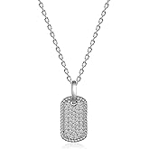 Aoliantty 925 Sterling Silver Necklace for Women | Full Pavé Cubic Zirconia Rectangular Pendant with Rope Border | Dainty Minimalist Jewelry Gift for Her, Hypoallergenic Lightweight Everyday Chain