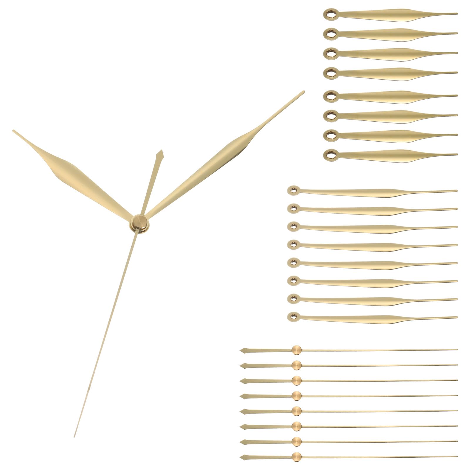 PATIKIL Replacement Clock Hands Kit, 8 Set Replacement Clock Hands Kits Clock Mechanism Movement Aluminum Wall Clock Hands Parts Replacement for Wall Clock Repair DIY, Gold, A09