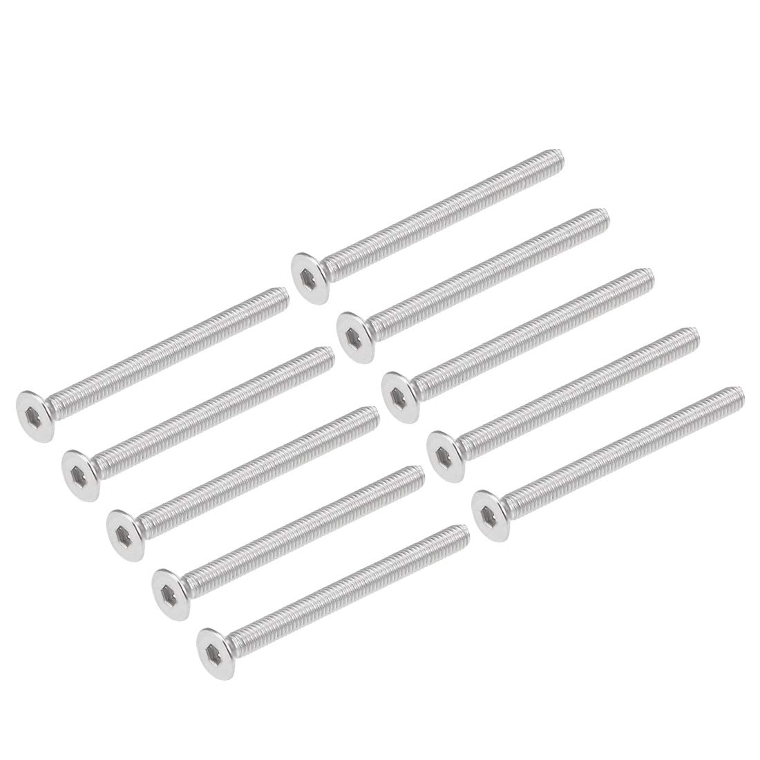 sourcing map M3x35mm Flat Head Machine Screws Inner Hex Screw 304 Stainless Steel Fasteners Bolts 30Pcs