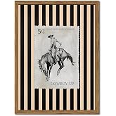Vintage Western Wall Art, Rodeo Cowboy Horse Postage Wall Decor Mid Century Southwest With Stripes Western Canvas Prints for Living Room Bedroom Bathroom 12x16 inch Framed