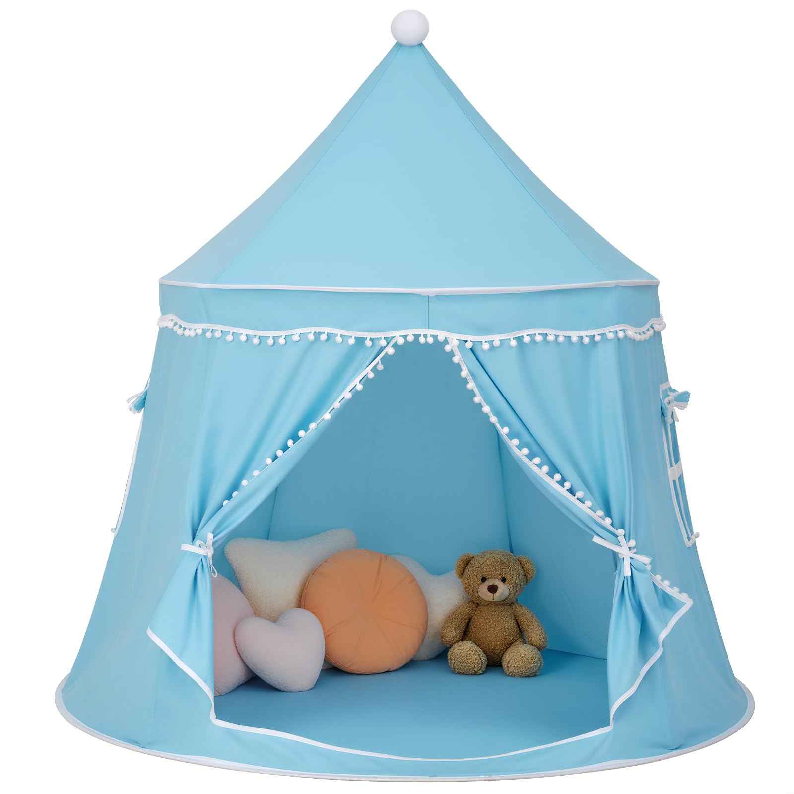 Play Tent, Large Playhouse Kids Castle Play Tents with Carry Bag, Indoor Outdoor Game Tent, Portable Children Yurt Tents, Birthday Gift for Boys & Girls, 47''x45'', Blue