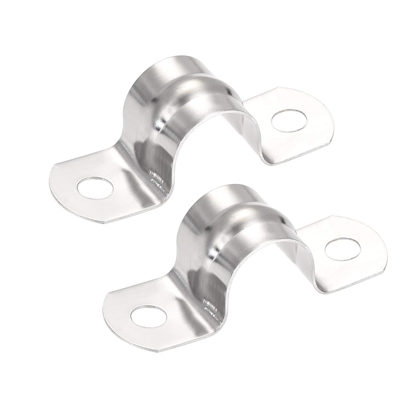 TOP-VIGOR 25Pcs 15mm(0.6") Rigid Pipe Strap, 2 Holes U Bracket Pipe Clips, 201 Stainless Steel Tube Strap Tension Clip Clamp Saddle Clip for Pipe Fixing