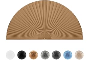 MALOKI Half Circle Window Shade Self Adhesive Arch Window Shade for Circle Window Light Filtering No Drill Arched Semi Circle Half Moon Pleated Window Covering for Living Room (1, Coffee, 24x12inch)