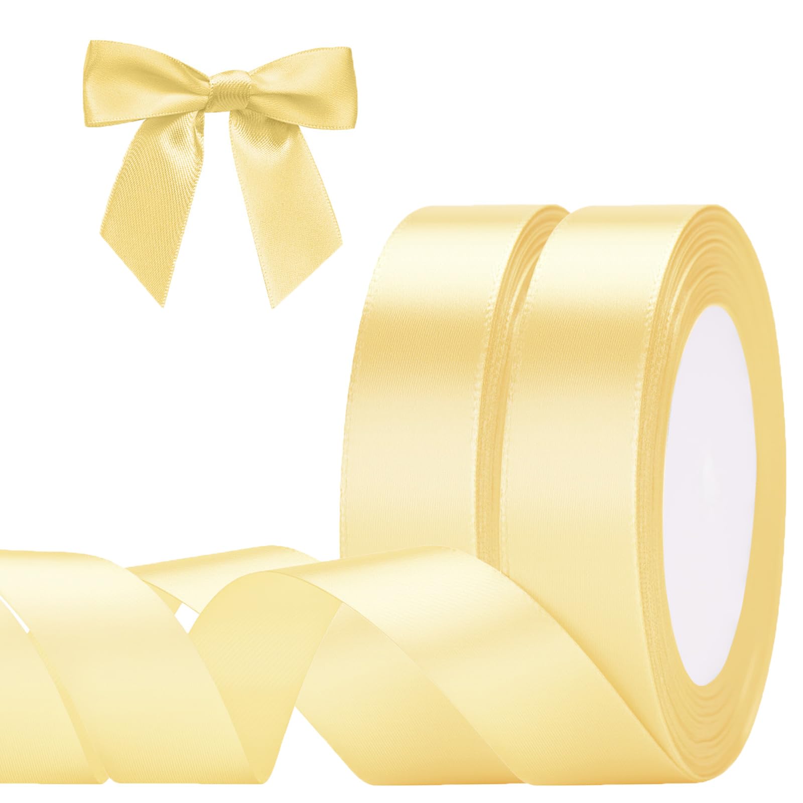 G2PLUS Champagne Gold Satin Ribbons 20mm: Gift Wrap Ribbon 44M for Gift Wrapping, Crafting- 2 Roll x 22M