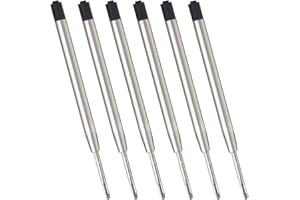TAM CREATIO Parker Compatible Refills for Ballpoint Pens, Pack of 6 Refills (Medium Tip, Black Refill)