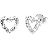 PAVOI 14K Gold Plated 925 Sterling Silver Stud Earrings for Women - Dainty Geometrical Bar Triangle Heart Earrings - Valentines Day Trendy Jewelry