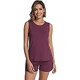 WiWi Pajamas for Women Tank Top Pajama Set Sleeveless Viscose from Bamboo Sleepwear Soft Shorts Pjs Sets Pj Loungewear S-XXL