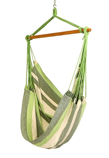 Hangit Fabric Cotton South American XL Canvas Swing Chair (Garden Green, 100 Centimeters)
