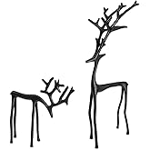2025 Christmas Decorations, Set of 2 Black Reindeer Statues, Modern Metal Xmas Figurines, Elegant Indoor Holiday Decor, Table