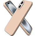 ORNARTO Compatible with iPhone 16 Case 6.1", Slim Liquid Silicone 3 Layers Full Covered Soft Gel Rubber Shockproof Phone Case, Protective Cover with Anti-Scratch Microfiber Lining-Nude Beige