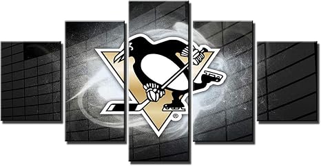 Pittsburgh Penguins Nhl Hockey Team Logo Wall Decor Art Paintings 5 Piece Canvas Picture Artwork Ice Hockey Prints Poster Home Decoration Wooden Framed Ready To Hang 60 Wx32 H Amazon Ca Home Kitchen