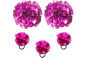 Lovecheer 5PCS Pom Poms Cheerleading with Mini Pompoms Hair Ropes Cheerleader Costume Gifts Wrist Decor for Sports Basketball Hockey Football New Year Birthday Party Dance