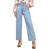 Astylish Womens High Waisted Wide Leg Jeans Cropped Straight Leg Denim Pants