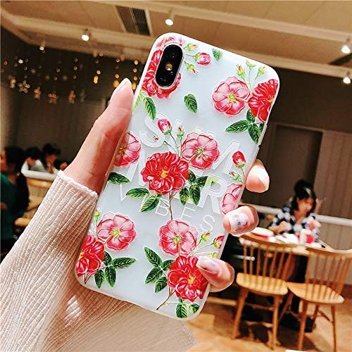 KeKeYM Flower Cases for Samsung Galaxy S10 Plus, 3D Emboss Beautiful Flower Relief Pattern Slim fit Shock-Absorbing Soft Rubber TPU Skin Cover Case for Samsung Galaxy S10+ Plus (2019) - Pink Rose