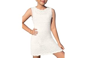 blibean Girls Swimsuit Cover Up Knit Cutout Bathing Suit Crochet Beach Dress Size 6-15 Years