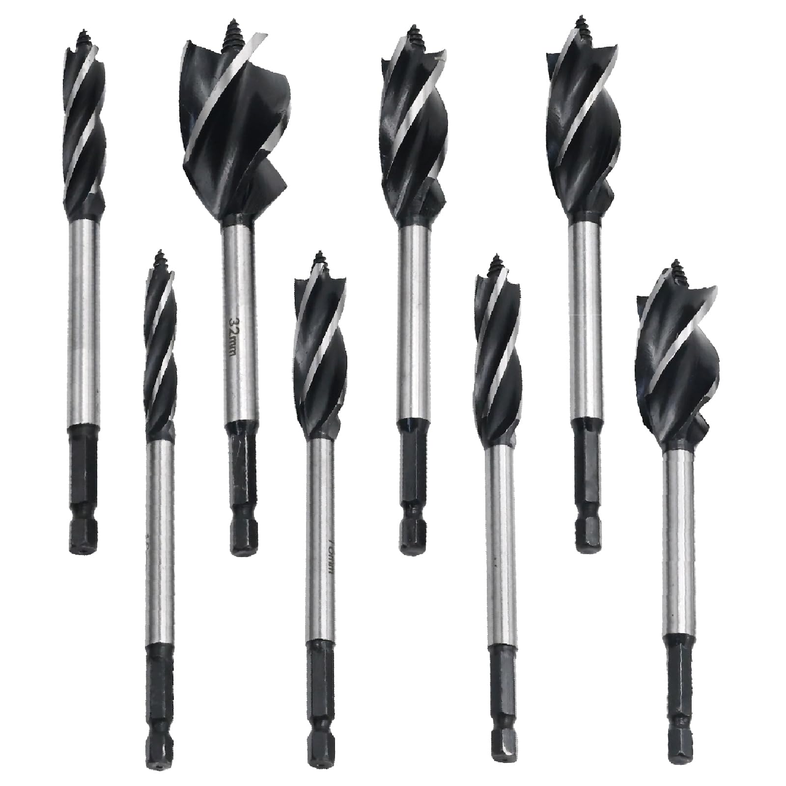 Ollanoos 8 Pcs Wood Drill Bit Set 10-32mm, Twist Drill Bit Sets Wood Auger Reaming Drill Woodworking Open Hole Tools Fast Cut Woodworking Drill Bit 10mm 12mm 14mm 16mm 20mm 22mm 25mm 32mm