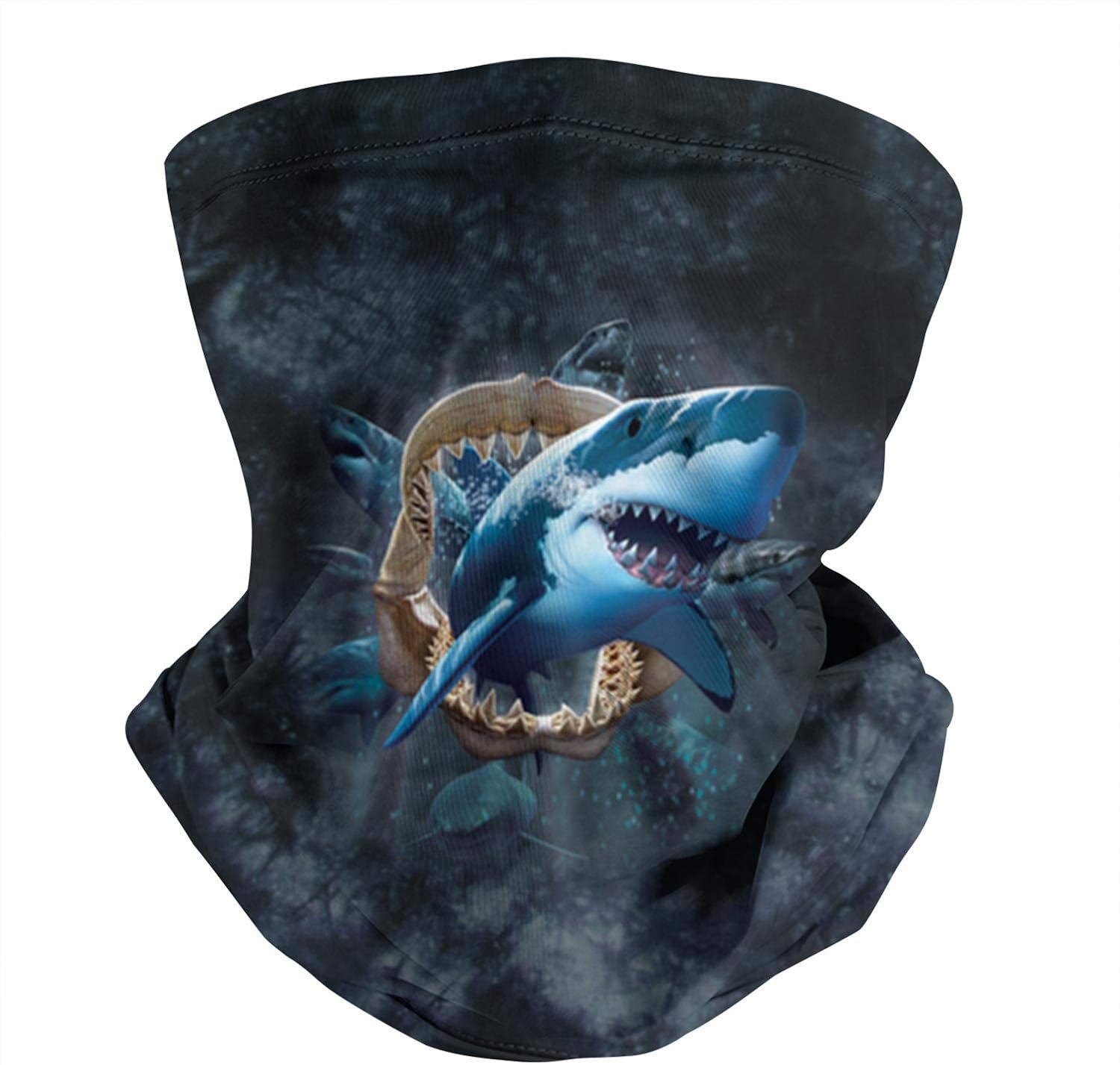 Shark Tie Dyeing Spartan Black Classic Seamless Face Mask Bandana Scarf Neck Gaiter Balaclava for Dust Outdoor Sports