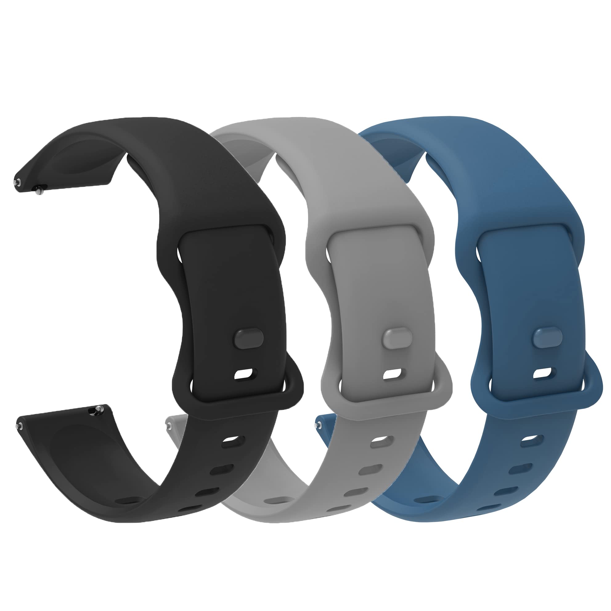for LLKBOHA Smartwatch 1.85 inch Band,22mm New Soft Silicone Sport Replacement Straps Compatible with LLKBOHA Y3 1.85 inch/LLKBOHA P75 1.85"/Horsdo,LLKBOHA P72 1.85 inch/LLKBOHA H5 1.85 (3 pack-M)