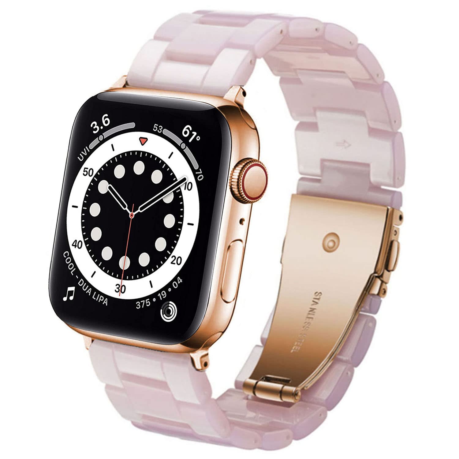 DEALELE Bands Compatible with Apple Watch 42mm 41mm 40mm 38mm, Colorful Resin Replacement Strap for iWatch Series 10/9 / 8/7 / SE / 6/5 / 4/3 Women Men, Pink