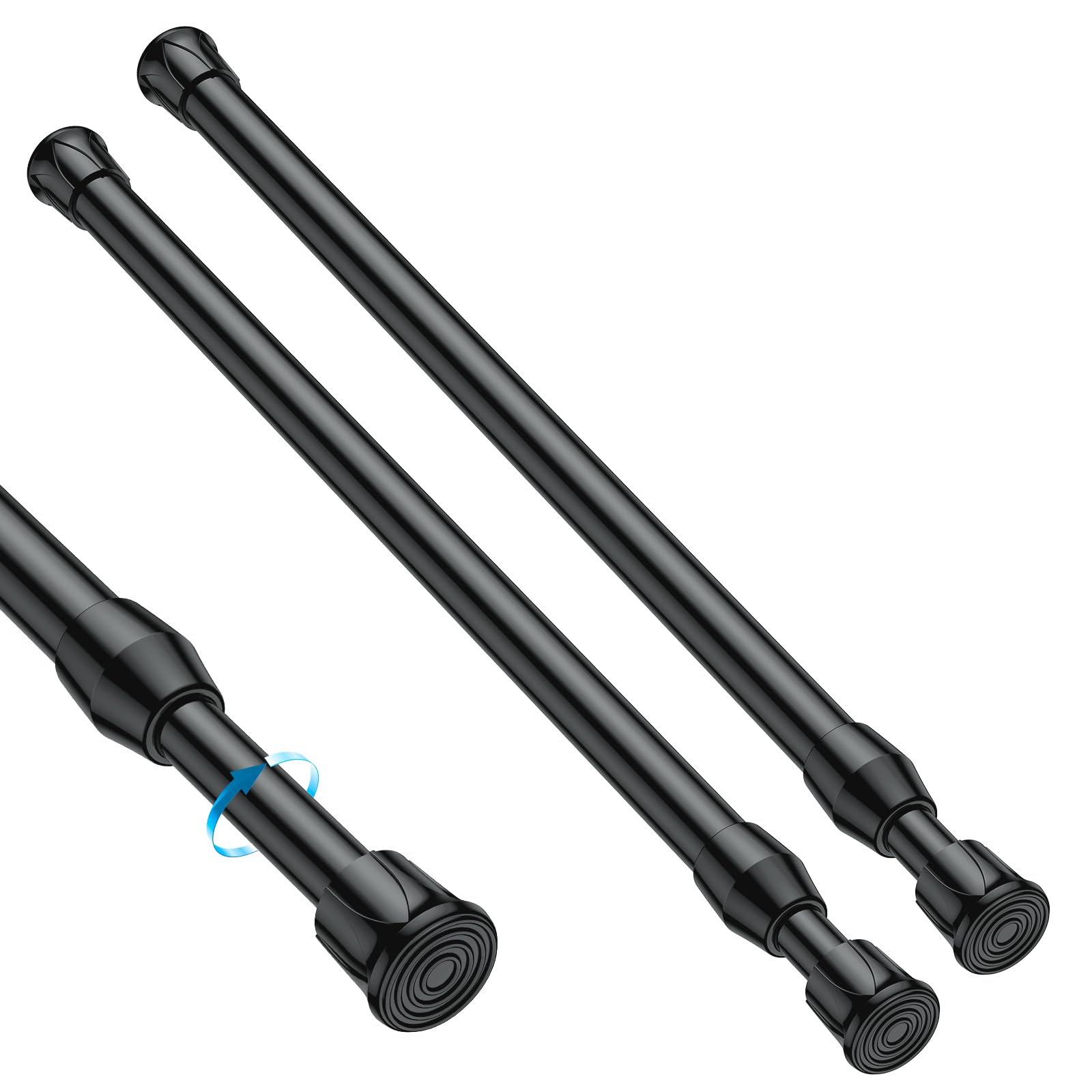 Photo 1 of MEXAU 2PCS Small Tension Curtain Rod 11 to 19 Inch,Black Short Curtain Rods No Drilling,Loaded Expandable Spring Curtain Rods for Kitchen,Closet,Cupboard,Door,Bookshelf