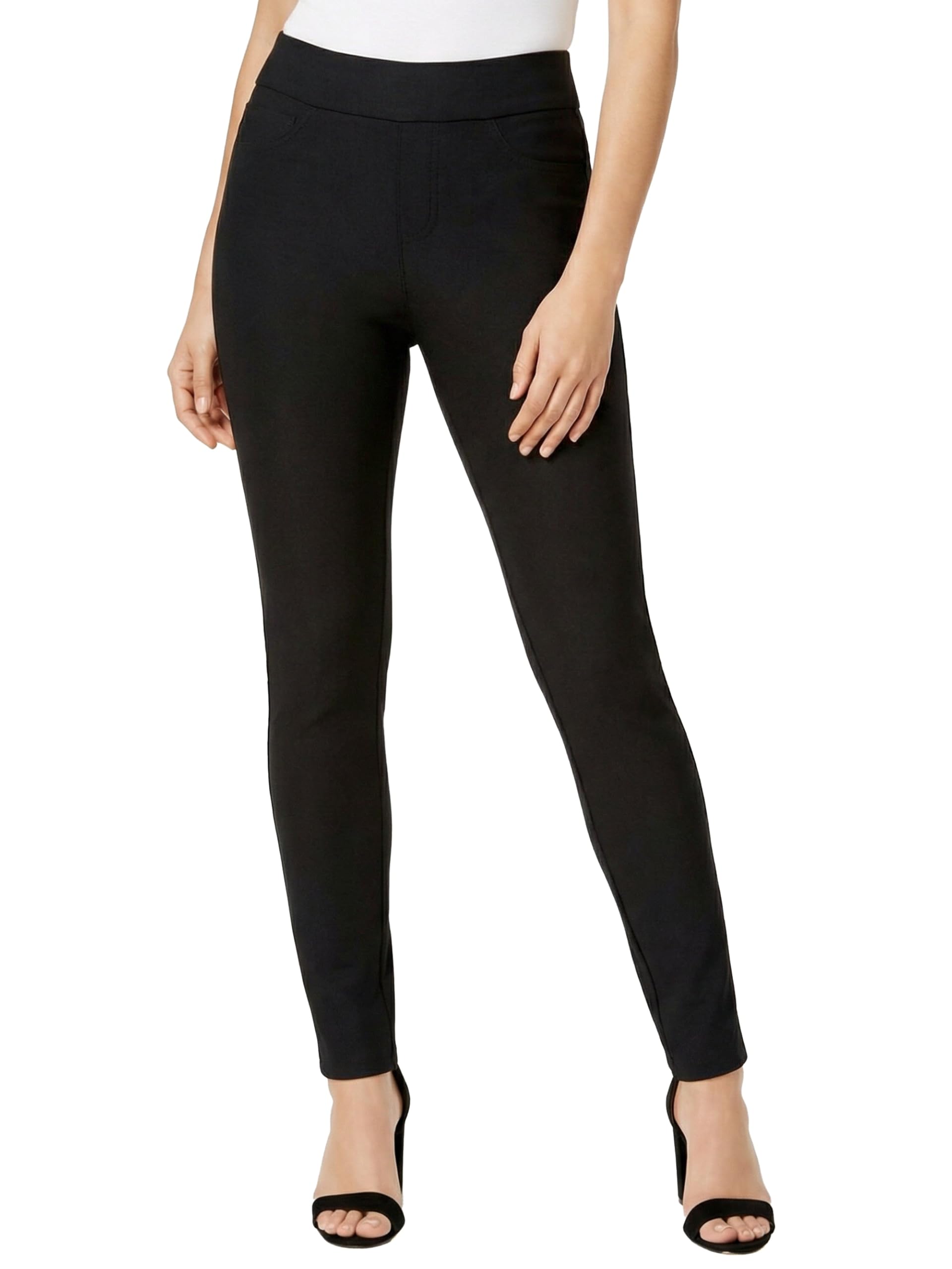 Photo 1 of Conceited Stretch Slacks for Women - Wear to Work - Tummy Control - Slim Leg - Pockets - Ponte - (Available in Plus Size) - Inspire - Black - Medium