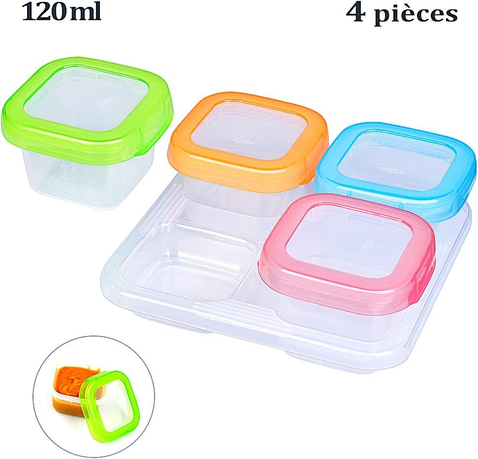 Pots de Conservation Bébé Lot de 4 Conteneurs Alimentaires Bols Boîte